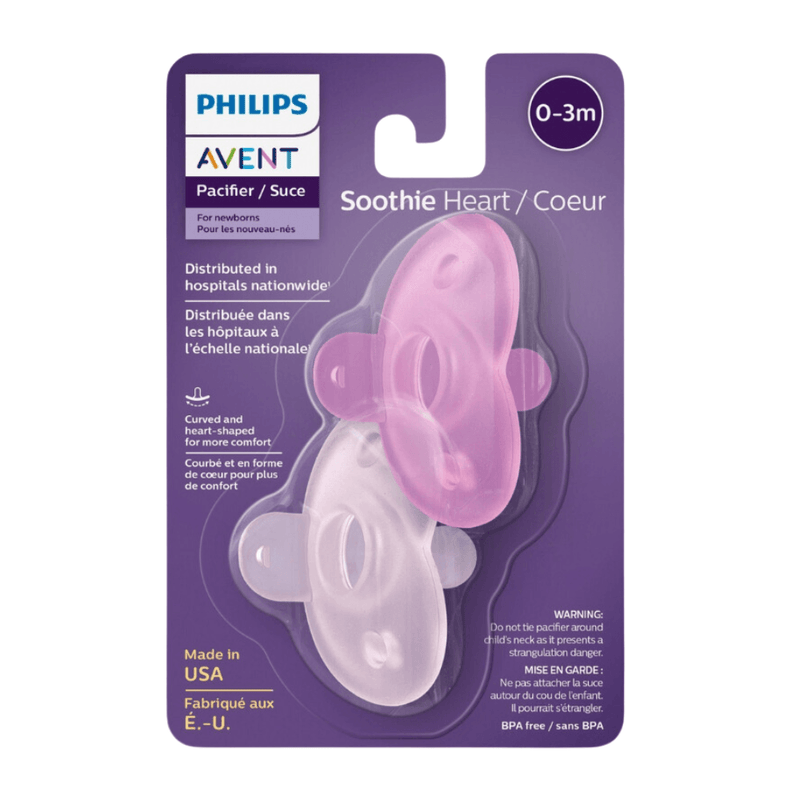 2 Pack Philips AVENT Soothie Heart Pacifier, 0-3 Months, Pink - First Choice Buying