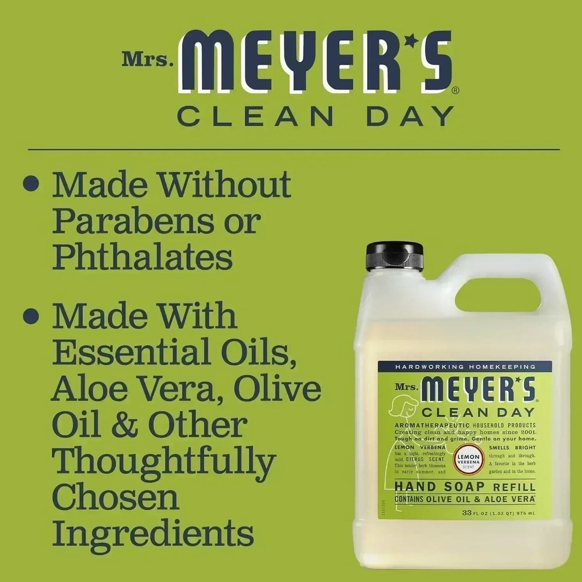 Mrs. Meyer's Clean Day Liquid Hand Soap Refill, Lemon Verbena, 33 oz, image 4