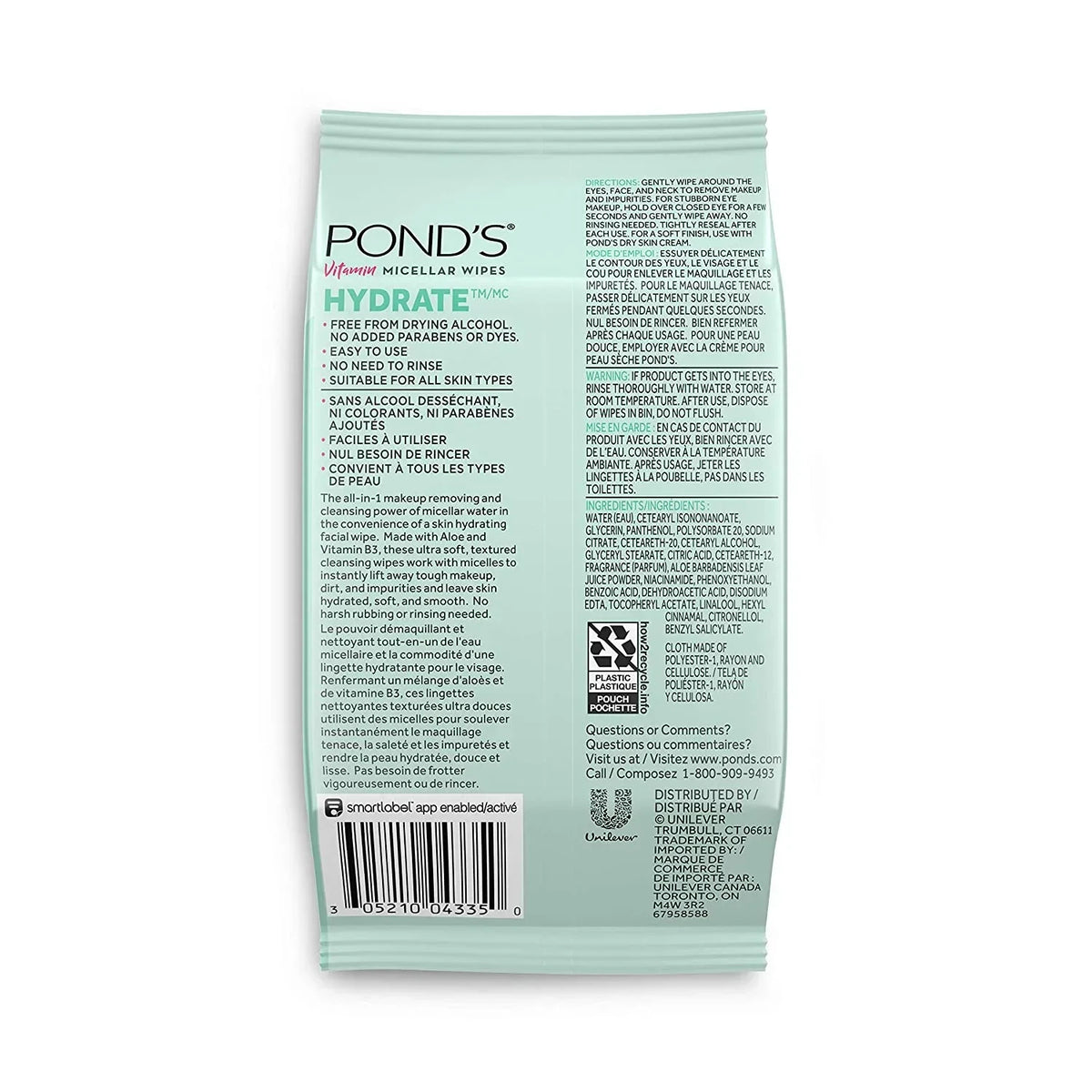 Pond's Vitamin Micellar Hydrating Aloe Makeup Remover Wipes, 25 Count, image 3