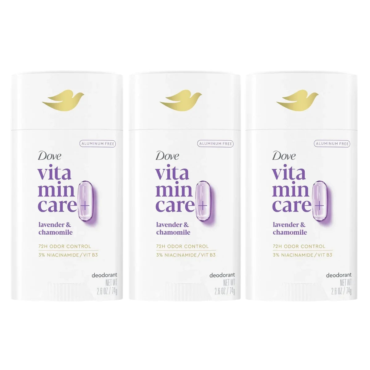 Dove VitaminCare+ Deodorant Stick, Lavender & Chamomile, 2.6oz -