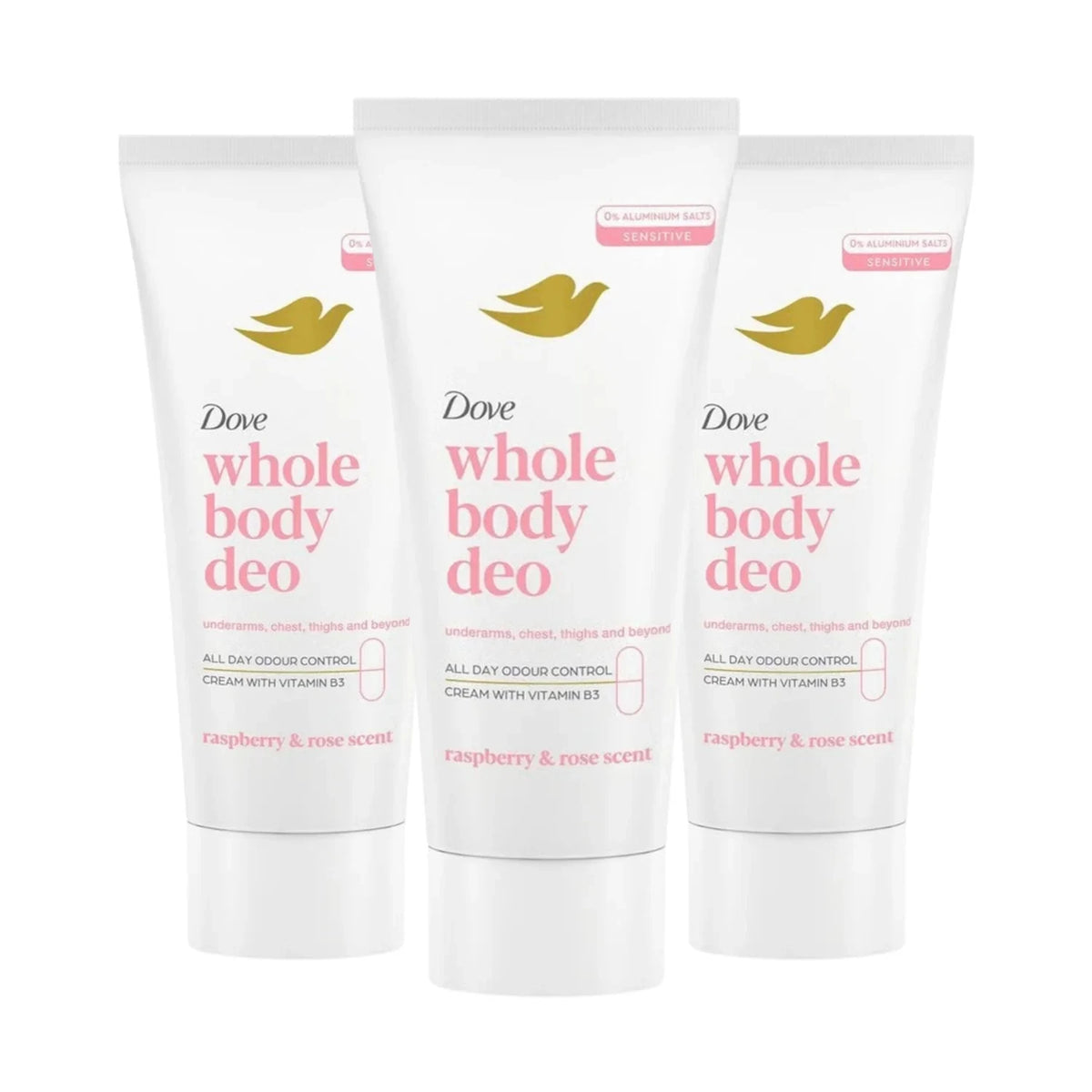 Dove Whole Body Deodorant Invisible Cream, Raspberry & Rose, 2.5oz -
