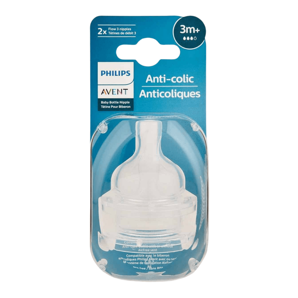 Philips AVENT Anti-Colic Baby Bottle Nipple, Flow 3, 3M+, 2-Pack