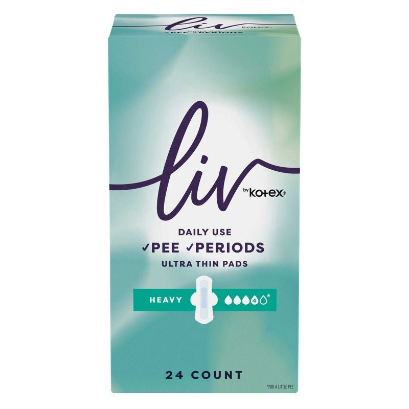 Liv by Kotex Period & Pee Pads, Ultra Thin, Heavy, 24 Count
