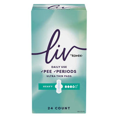 Liv by Kotex Period & Pee Pads, Ultra Thin, Heavy, 24 Count