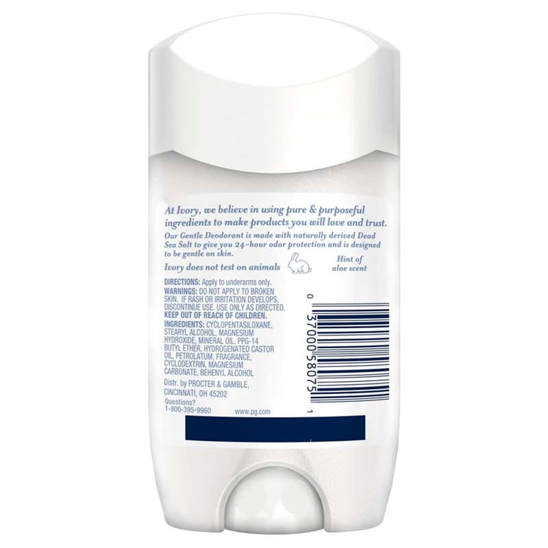 Ivory Gentle Aluminum-Free Deodorant, Hint of Aloe, 2.4 oz