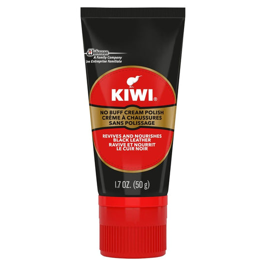 KIWI No Buff Cream Polish, Revives and Nourishes Leather, Black, 1.7oz