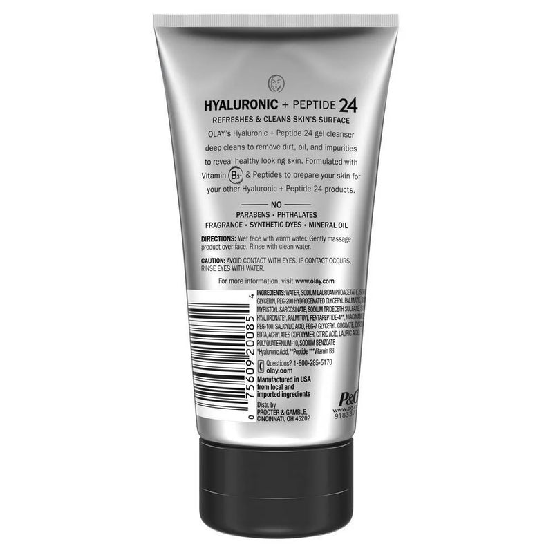 Olay Regenerist Hyaluronic + Peptide 24 Facial Cleanser, Fragrance-Free, 5oz