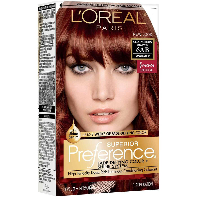 L'Oreal Paris Superior Preference Permanent Hair Color, 6AB Chic Auburn Brown