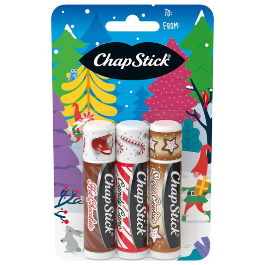 ChapStick Christmas Collection 3 Count Variety Pack: Candy Cane, Hot Chocolate, Sugar Cookie -
