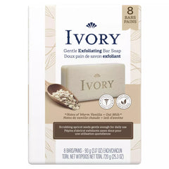 Ivory Gentle Exfoliating Bar Soap, Warm Vanilla + Oat Milk, 3.17oz, 8 Count