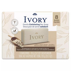 Ivory Gentle Exfoliating Bar Soap, Warm Vanilla + Oat Milk, 3.17oz, 8 Count