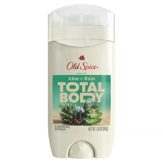 Old Spice Total Body Deodorant, Aloe + Rain, 3oz -