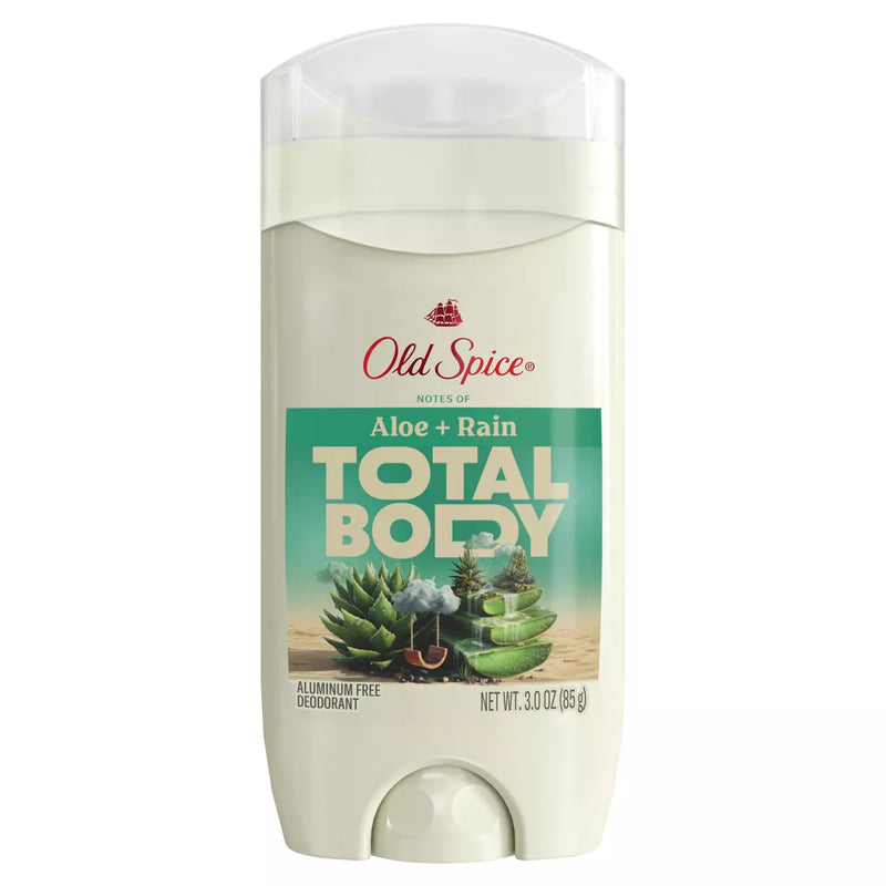 Old Spice Total Body Deodorant, Aloe + Rain, 3oz