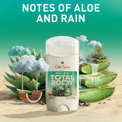 Old Spice Total Body Deodorant, Aloe + Rain, 3oz