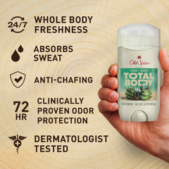 Old Spice Total Body Deodorant, Aloe + Rain, 3oz