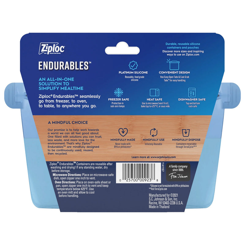 Ziploc Endurables Small Container, Reusable Silicone Bags, 16oz