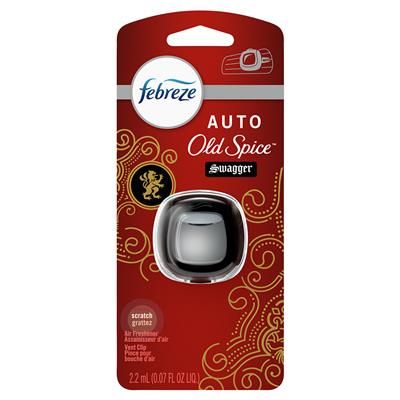 Febreze Auto Car Vent Clip Air Freshener, Old Spice Swagger, 1 Count