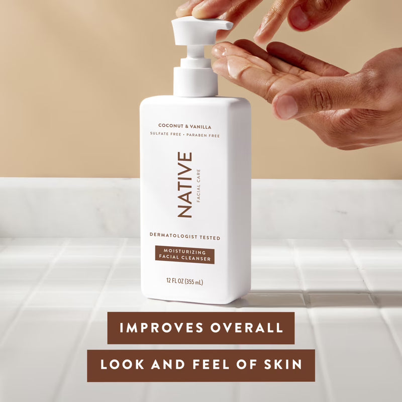 Native Moisturizing Facial Cleanser, Coconut & Vanilla, 12oz