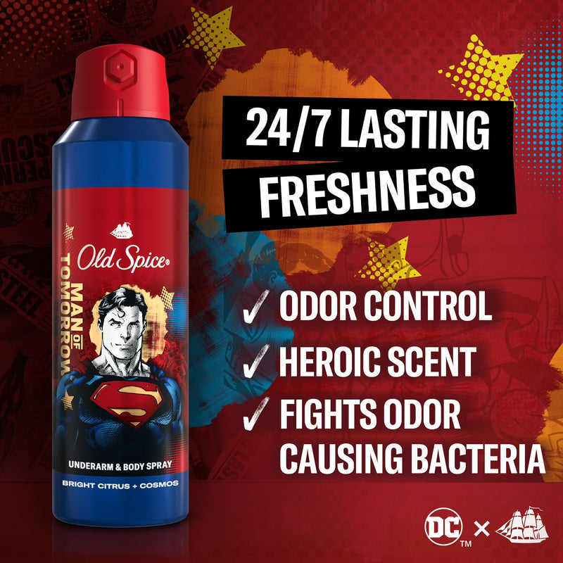 Old Spice Underarm & Body Spray, Superman, Bright Citrus & Cosmos, 5.1 oz