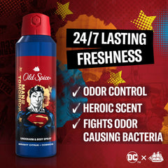 Old Spice Underarm & Body Spray, Superman, Bright Citrus & Cosmos, 5.1 oz