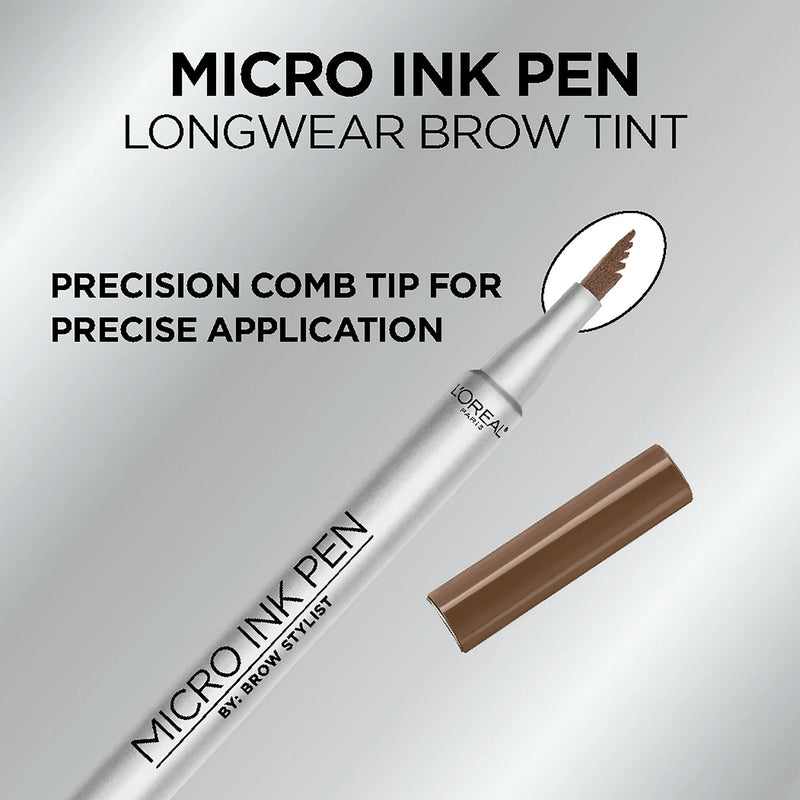 L'Oreal Paris Micro Ink Pen by Brow Stylist with Precision Comb Tip, 636 Light Brunette