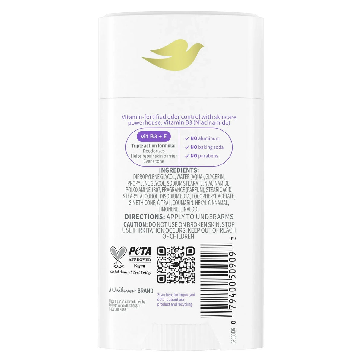Dove VitaminCare+ Deodorant Stick, Lavender & Chamomile, 2.6oz -