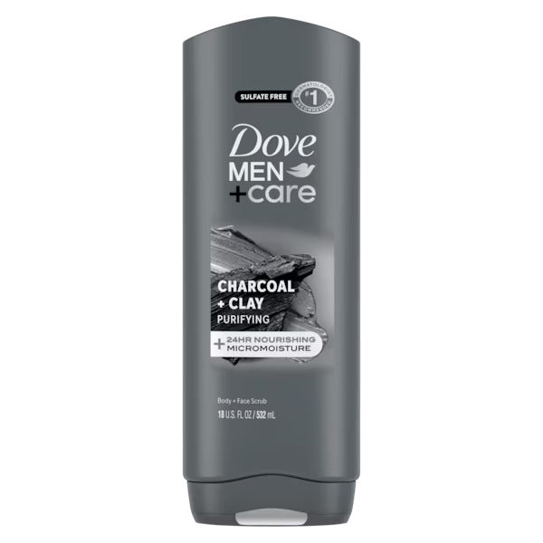 Dove Men+Care Charcoal + Clay Purifying Body & Face Wash, 18 oz