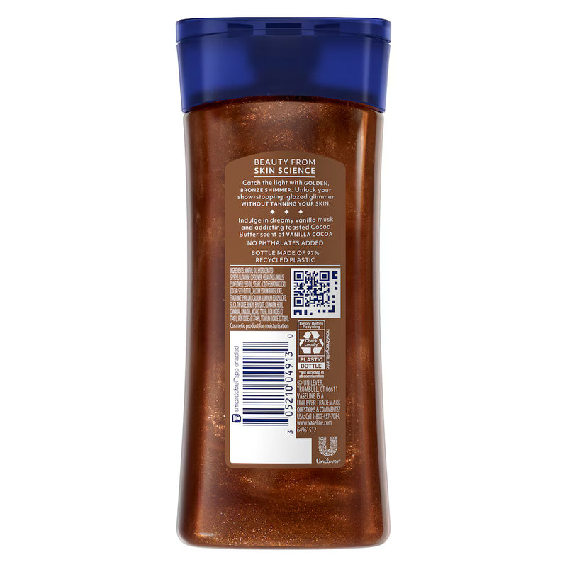 Vaseline Glazed and Glisten Golden Hour Glow Shimmering Gel Oil, Vanilla Cocoa, 6.8oz
