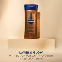 Vaseline Glazed and Glisten Golden Hour Glow Shimmering Gel Oil, Vanilla Cocoa, 6.8oz
