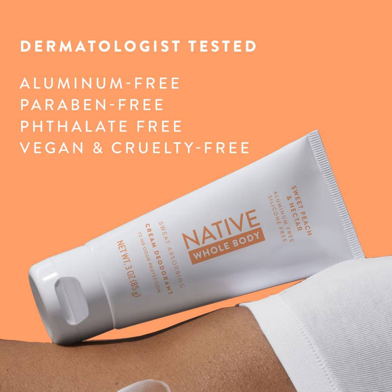 Native Whole Body Deodorant Cream, Sweet Peach & Nectar, 3oz