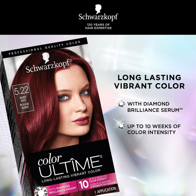 Schwarzkopf Color Ultime Long-Lasting Vibrant Hair Color, 5.22 Ruby Red