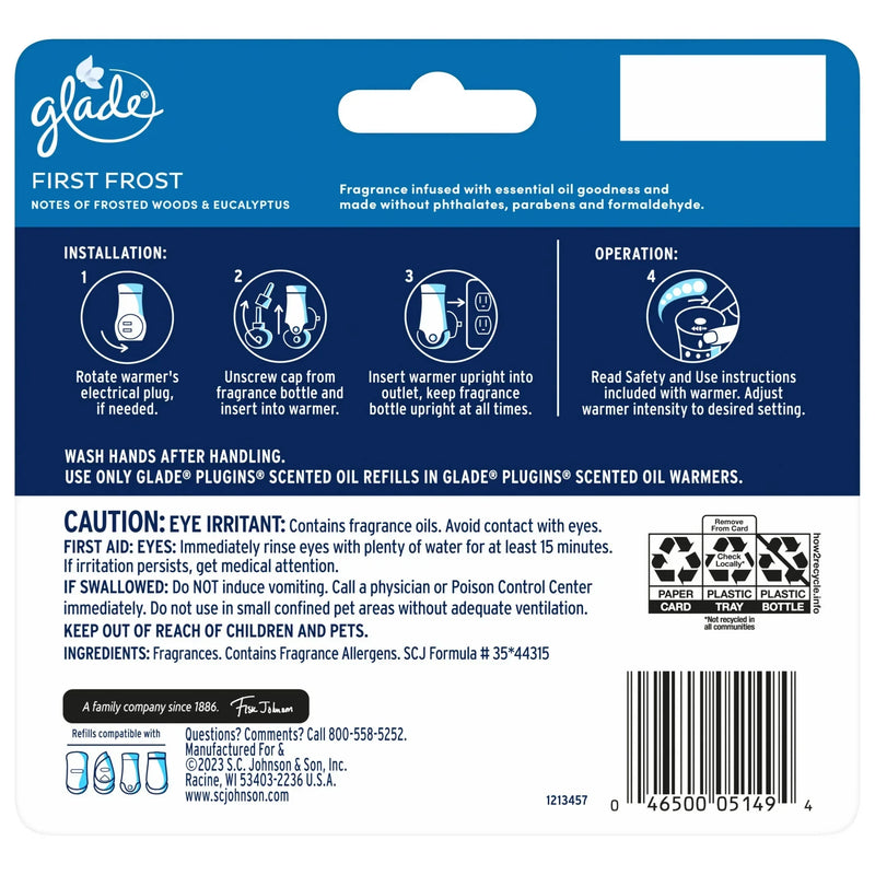 Glade PlugIns Scented Oil Air Freshener Refills, First Frost, 0.67 oz, 5 Count