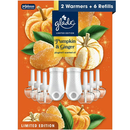 Glade PlugIns Scented Oil, Pumpkin & Ginger, 2 Warmers + 6 Refills -
