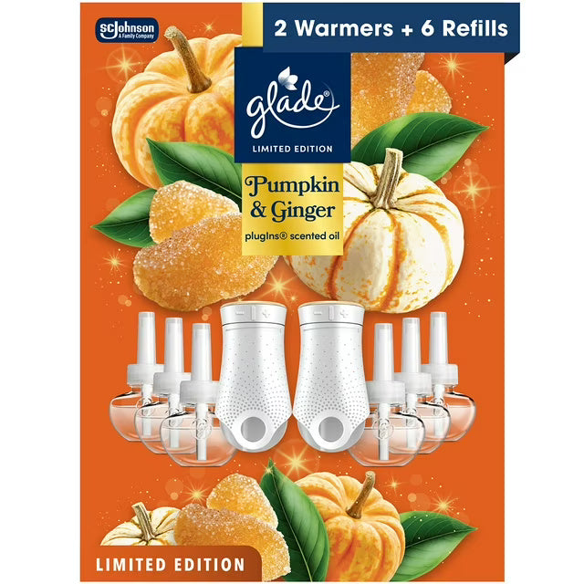 Glade PlugIns Scented Oil, Pumpkin & Ginger, 2 Warmers + 6 Refills