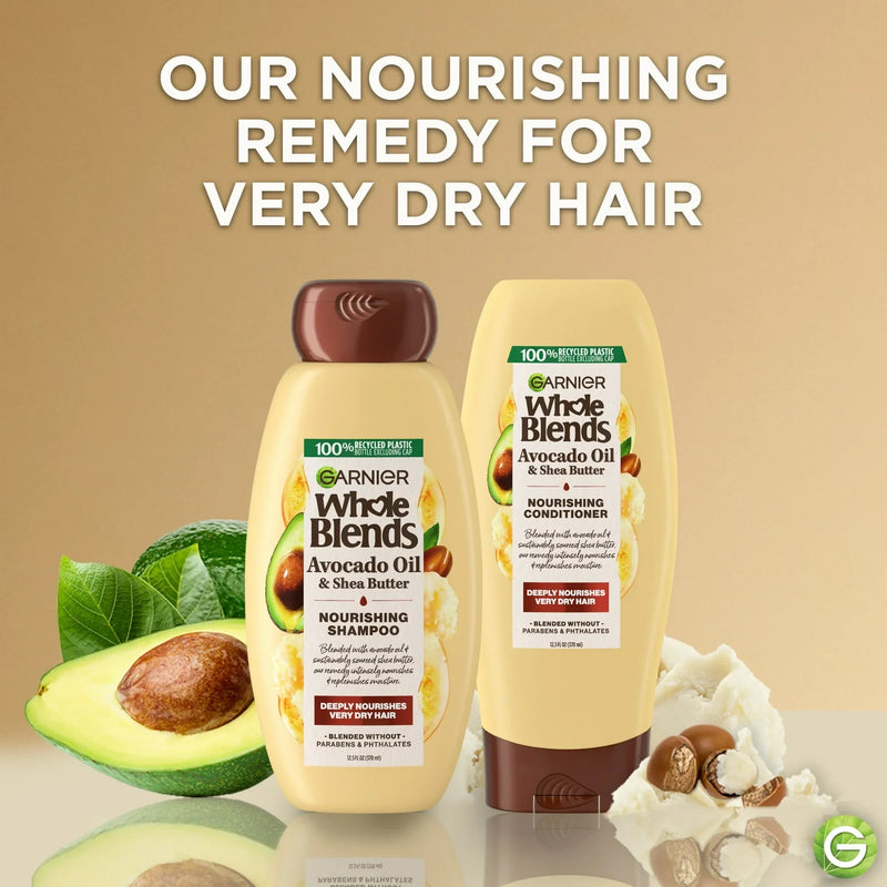 Garnier Whole Blends Avocado Oil & Shea Butter Nourishing Shampoo & Conditioner, 12.5 Oz