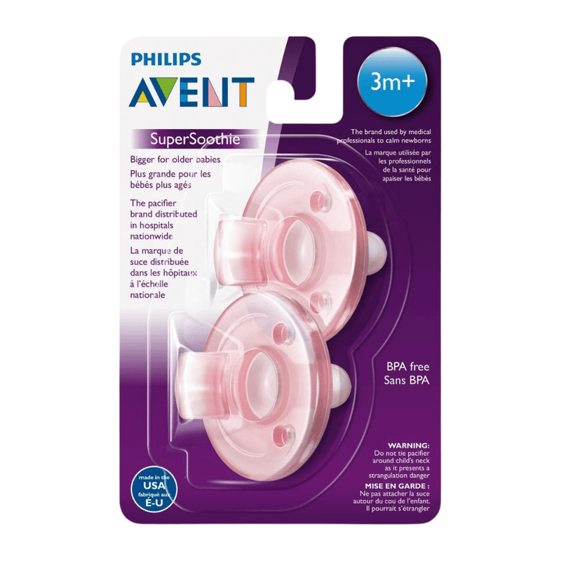 2 Pack Philips AVENT SuperSoothie Pacifier 3+ Months, Pink - First Choice Buying