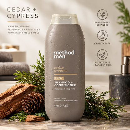 Method Men 2-in-1 Shampoo + Conditioner, Cedar + Cypress, 14 oz