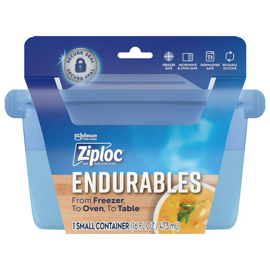 Ziploc Endurables Small Container, Reusable Silicone Bags, 16oz -
