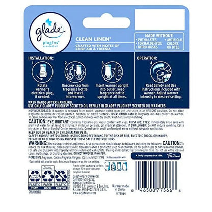 Glade PlugIns Starter Kit, 1 Warmer + 2 Refills, Clean Linen, image 5