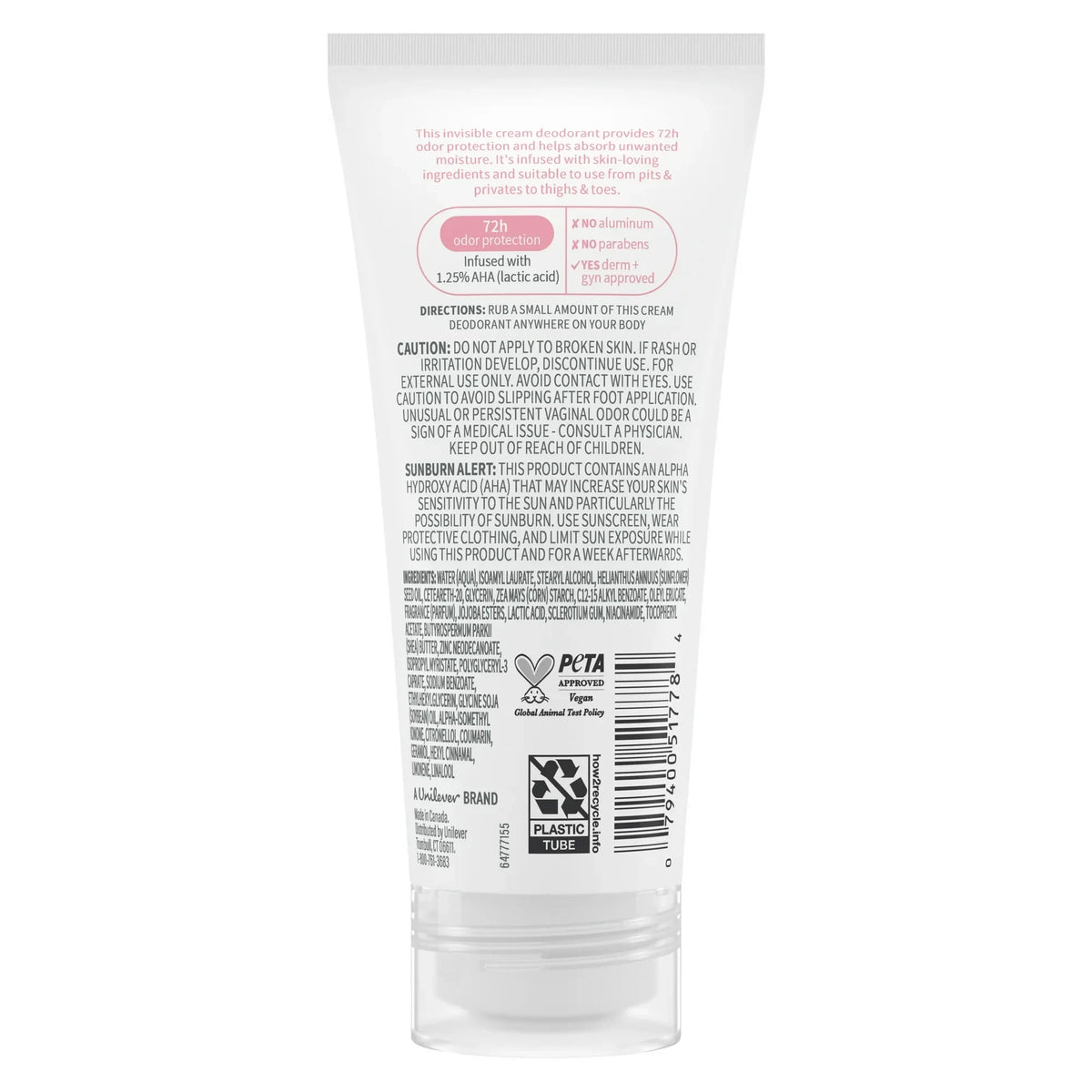 Dove Whole Body Deodorant Invisible Cream, Raspberry & Rose, 2.5oz -