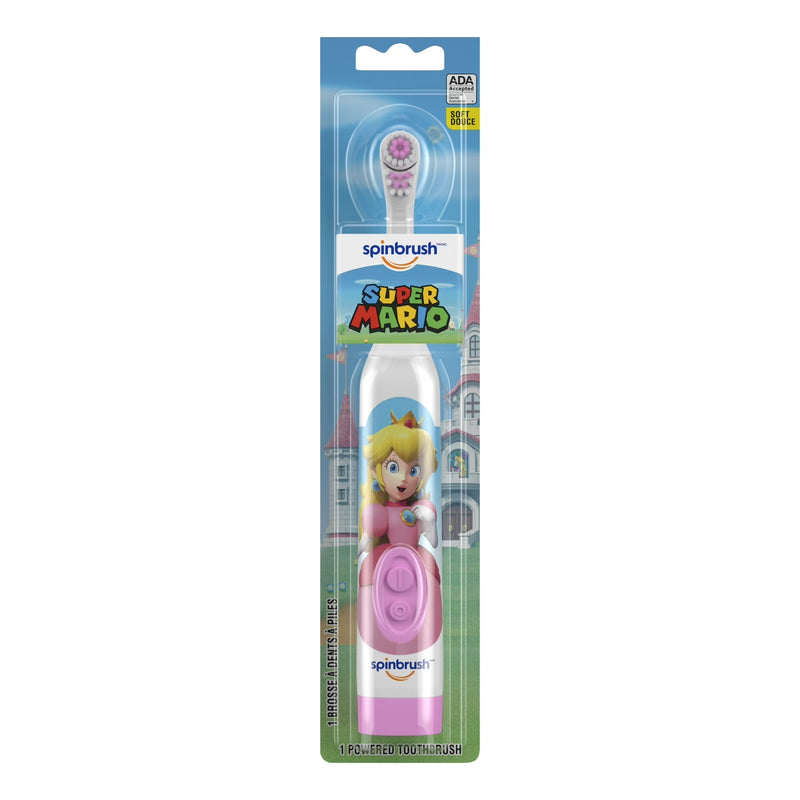 Spinbrush Kids Battery Powered Soft Bristle Toothbrush, Princess Peach