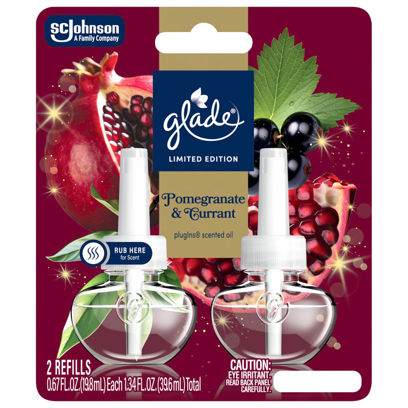 Glade PlugIns Scented Oil Refills, Pomegranate & Currant, 0.67oz, 2 Count