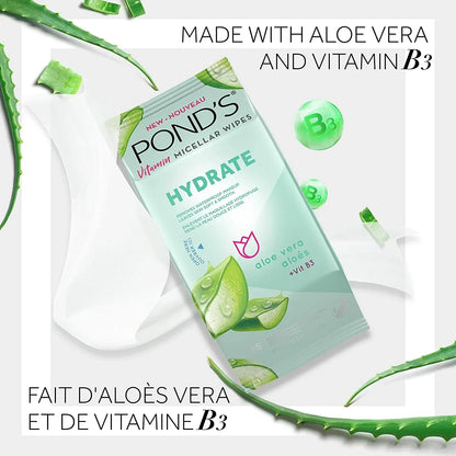 Pond's Vitamin Micellar Hydrating Aloe Makeup Remover Wipes, 25 Count, image 2
