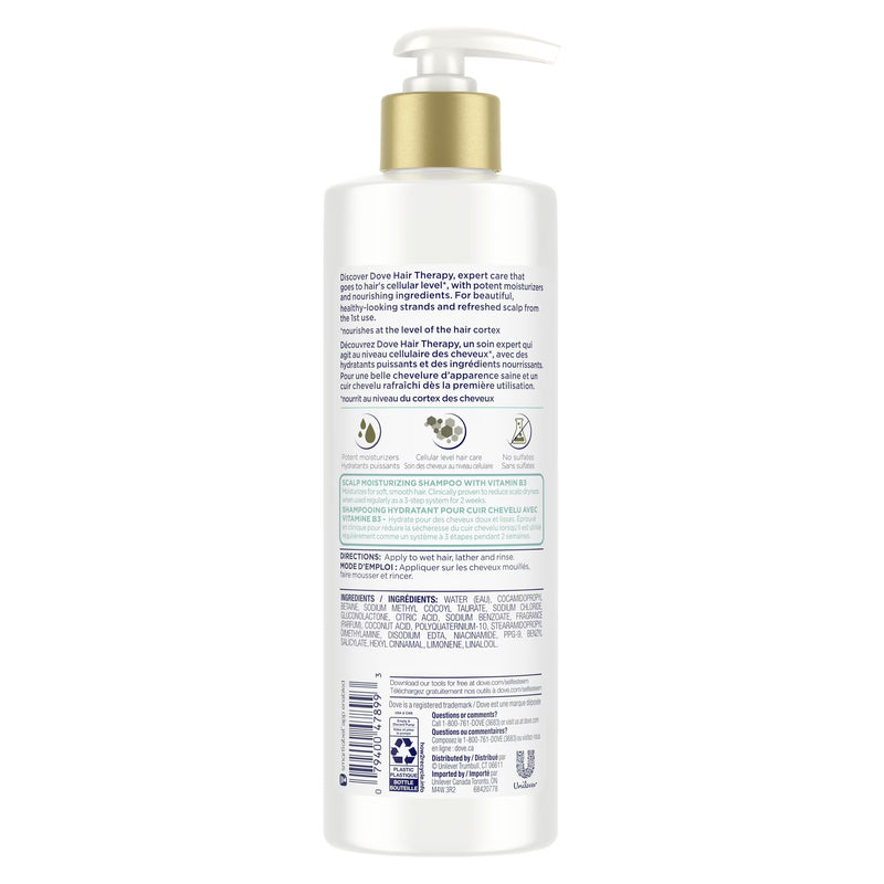 Dove Hair Therapy Dry Scalp Care Shampoo, 0% Sulfates, Vitamin B3, 13.5oz