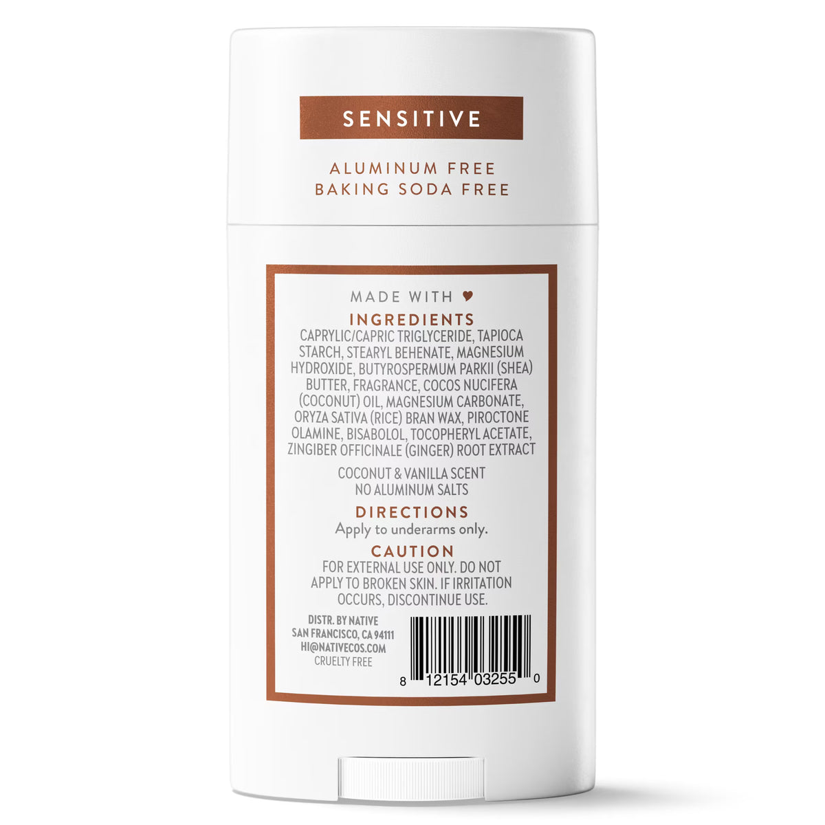 Native Sensitive Deodorant Stick, Coconut & Vanilla, 2.65 oz, image 3