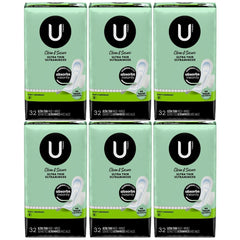 U by Kotex Clean & Secure Ultra Thin Pads with Wings, Heavy, 32 Count