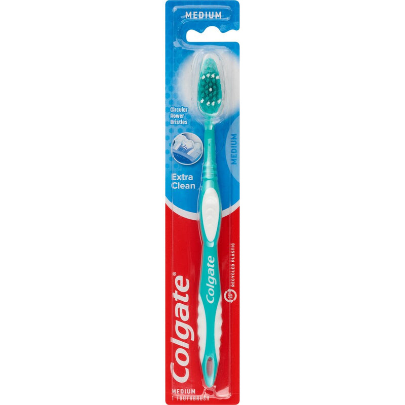 Colgate Extra Clean Toothbrush, Medium Bristles, 6-Pack, Colors May Vary