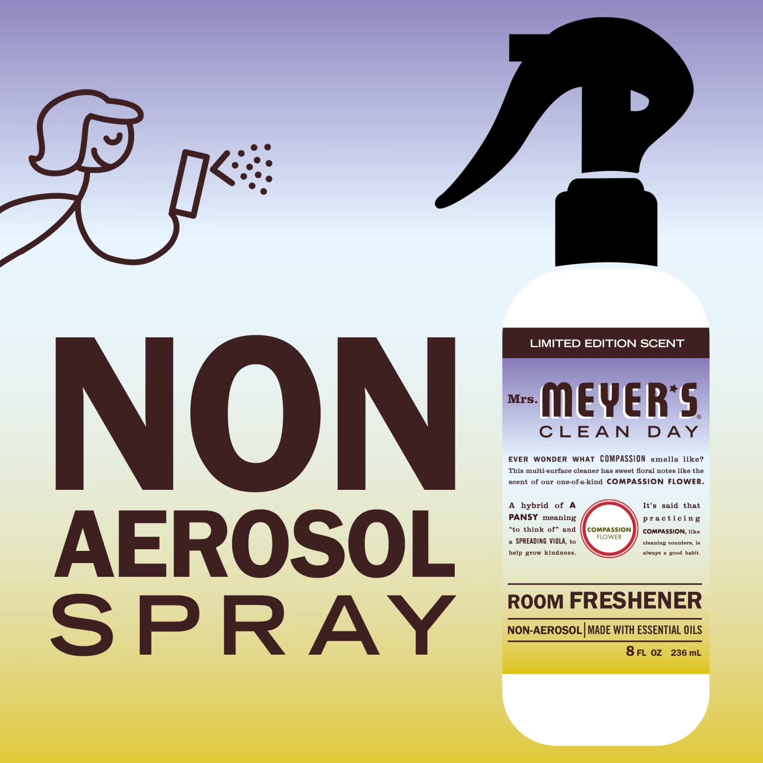 Compassion Spray Mrs. Meyer's Room Freshener Spray, Compassion Flower, 8oz