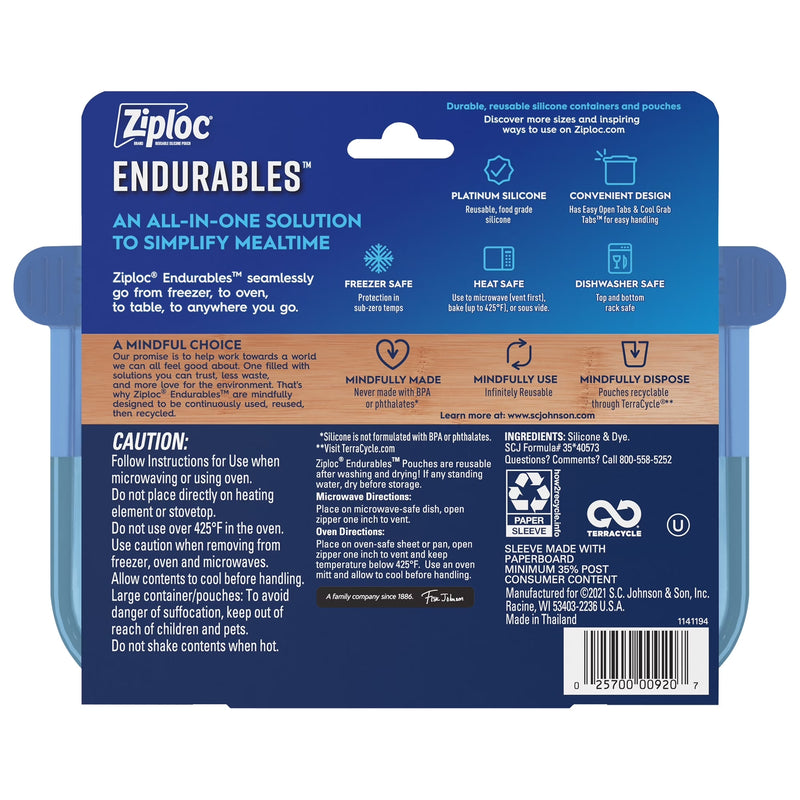 Ziploc Endurables Small Pouch, Reusable Silicone Bags, 8oz