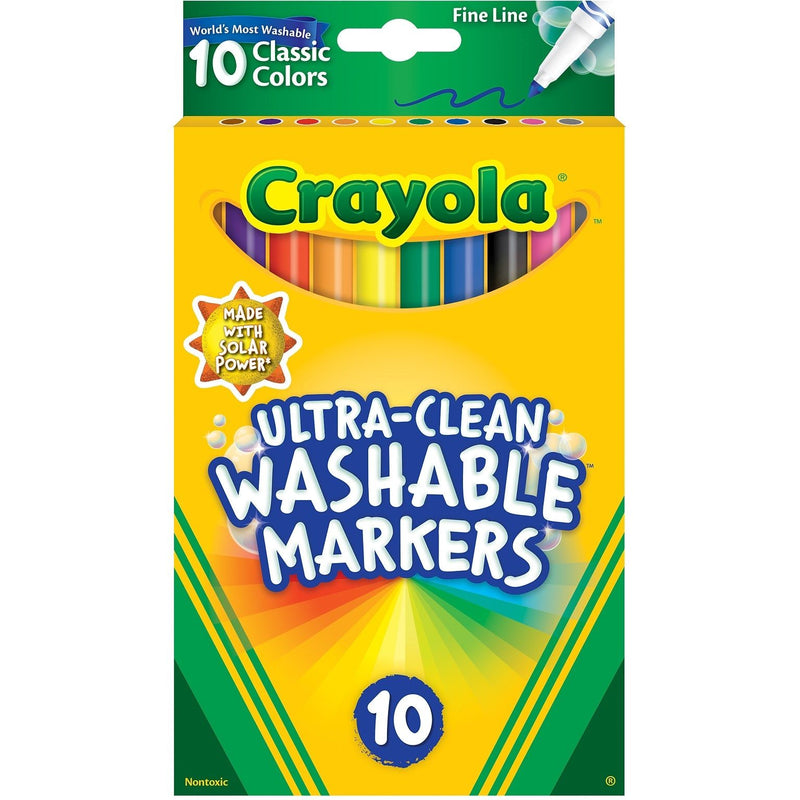 Crayola Classic Colors Fine Line Washable Markers, 10 Count